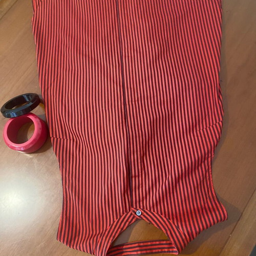 3-1 Fillip Lim shirt with unique back tie, like new, black and red