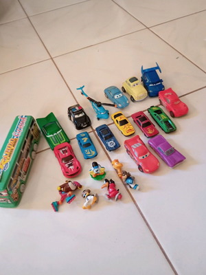 Toy cars and board games used, all together