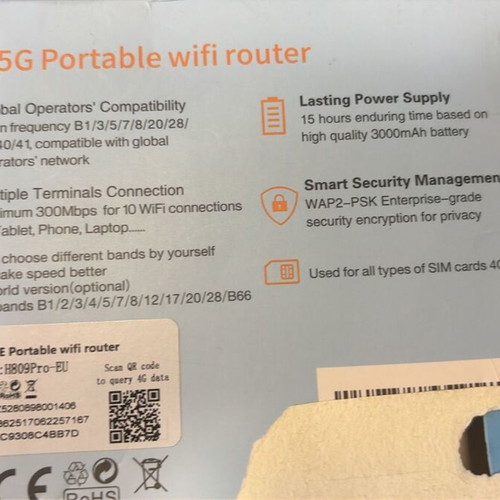 4G/LTE mobile router H-809Pro new with 3000mAh battery and Type-C