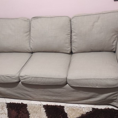 EKTORP three-seater sofa used, beige color, IKEA