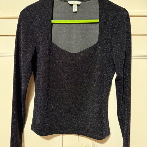 H&M Long Sleeve Jersey Top Black New, Size M