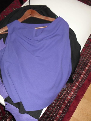 Leonards set used, wool cardigan and crepe blouse L/XL