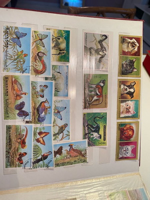 Foreign stamp collection used in leather album