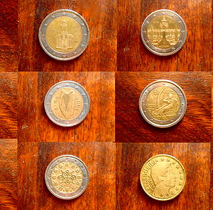 10 Δυσεύρετα νομίσματα των 2Euro και 2 νομίσματα των 50cent, απο διάφορες χώρες της Ευρώπης.