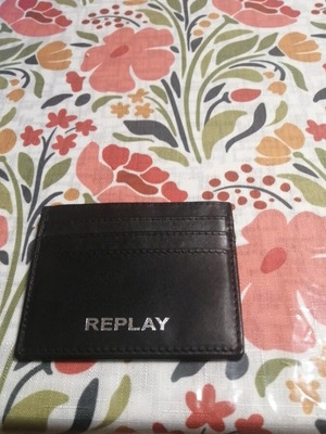 Replay leather card holder, black, new