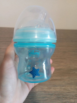 Μπιμπερό Chicco Natural Feeling Star 150ml καινούργιο, γαλάζιο με θηλή σιλικόνης