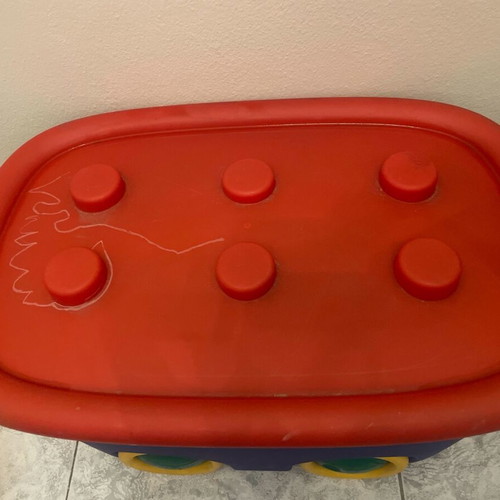 Toy storage box used with wheels