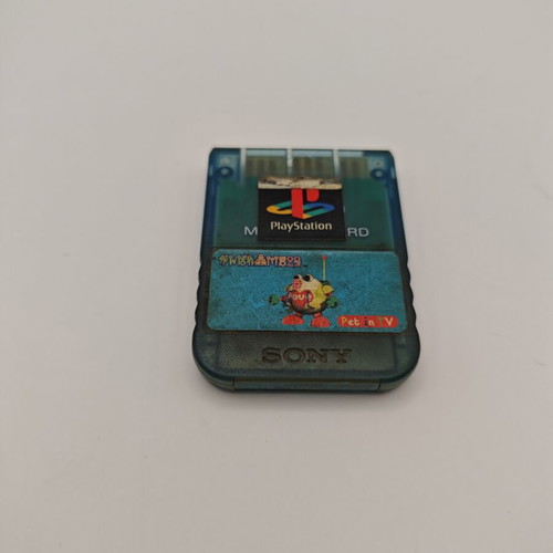 PlayStation 1 Memory Card Clear Blue used, official Sony