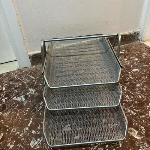 Metal desk organizer 3-tier A4 size, like new, silver