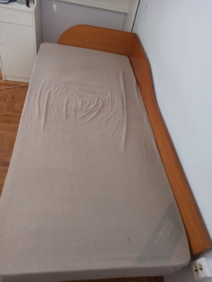 Sofa bed 200x82x40 with mattress used, light brown wood