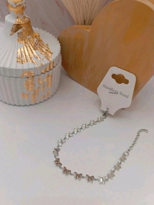 Stainless steel butterfly hand chain new, silver