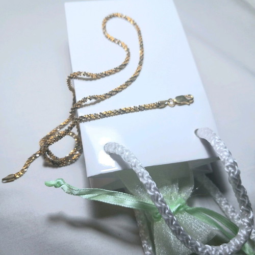 Two-tone silver necklace 50 cm new