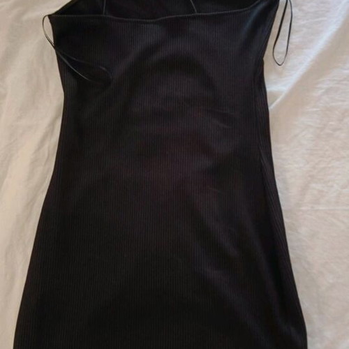 H&M short dress black one-shoulder size S like new