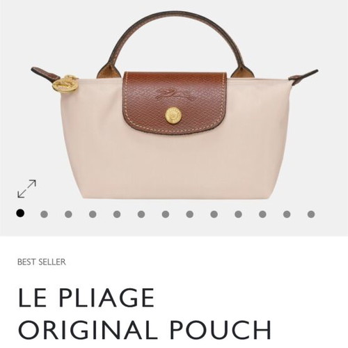 Longchamp Le Pliage Original Pouch handheld like new, beige and brown