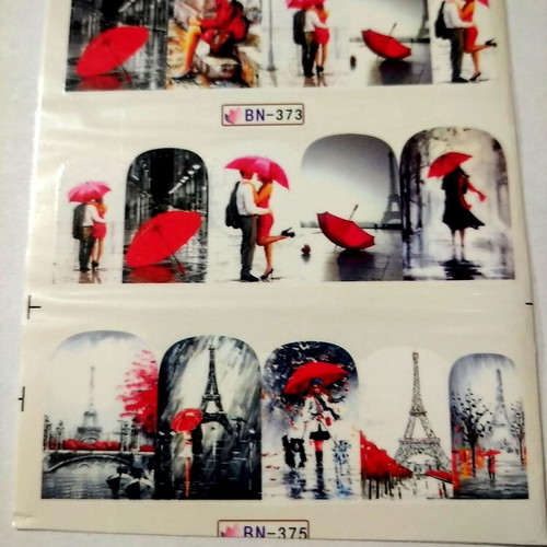 Water nail stickers set 2 pcs full nail BN-383, BN-373 new