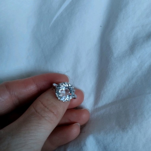 Vintage ring with transparent stone new, silver
