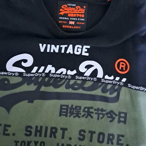 Superdry Long Sleeve Shirt Like New, Regular Fit, Size M, Black and Green