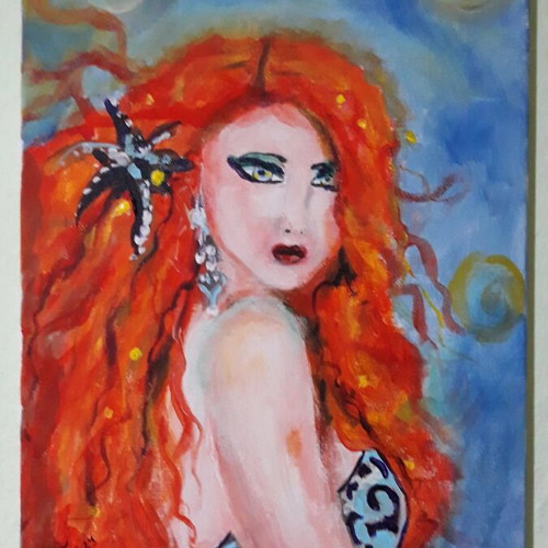 Painting with acrylics, handmade artwork on 40x30 cm canvas
