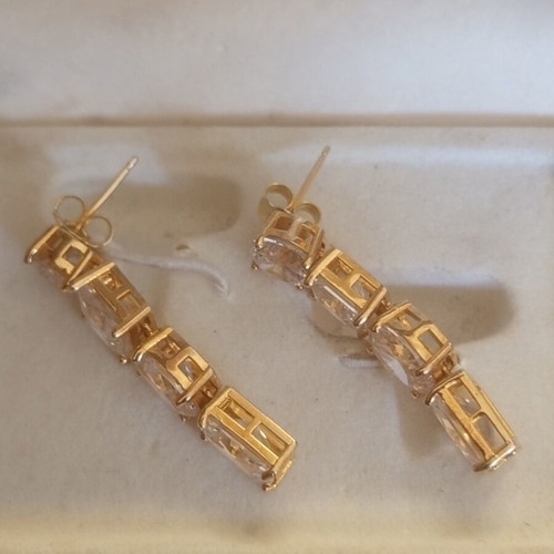 Silver 925 Women's Earrings gold color with crystal stones new