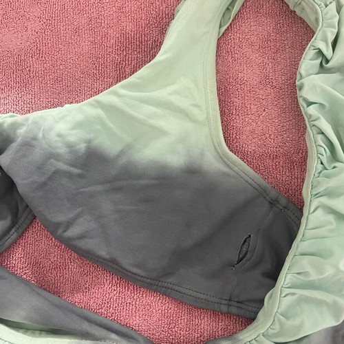 Maaji swimsuit reversible with ruffles, like new, turquoise and grey
