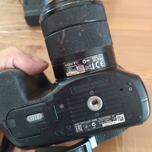 Sony A3000 camera used with E 18-55 3.5-5.6 OSS lens and accessories