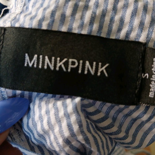 Minkpink striped top new, size S, white and blue