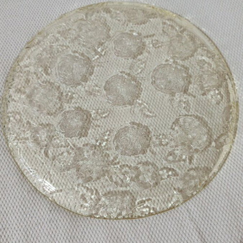 Vintage glass decorative plate with embossed flowers new