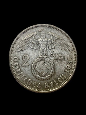 Silver Germany 2 Mark 1937 coin used