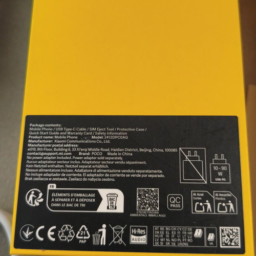 POCO X7 Pro box and original charging cable, black