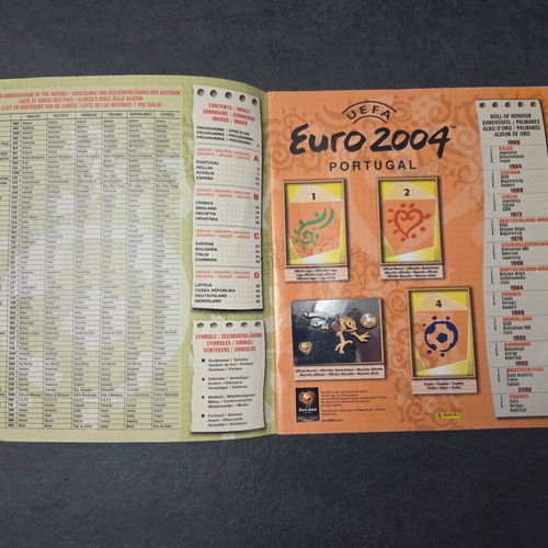 Euro 2004 Panini Sticker Album used, 90 of 334 stickers completed