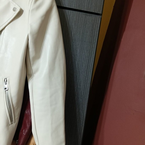 Stradivarius women's cream faux leather jacket like new XXL