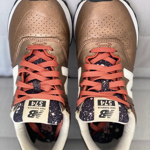 New Balance 574 Bronze athletic shoes used, size 38