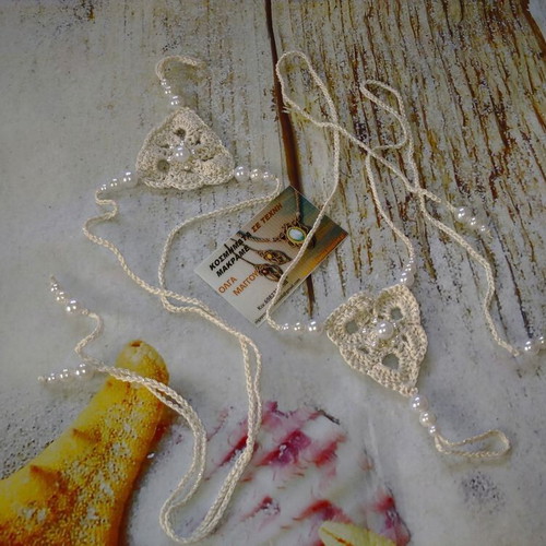 Barefoot foot jewelry with beige pearls new