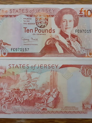 Jersey 10 Pounds Banknote 1993/2000 Elizabeth II like new