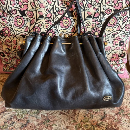 Vintage Liberty leather handbag black, used, pouch design