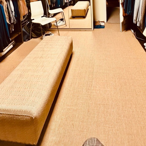Upholstered ottoman used Mavriki & Co beige 128 cm