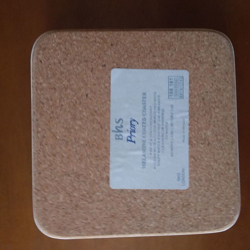 Melamine cork coaster new, dimensions 10.5x10.5 cm