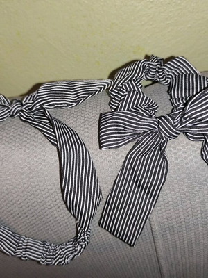 Hair ribbon and elastic like new, black and white