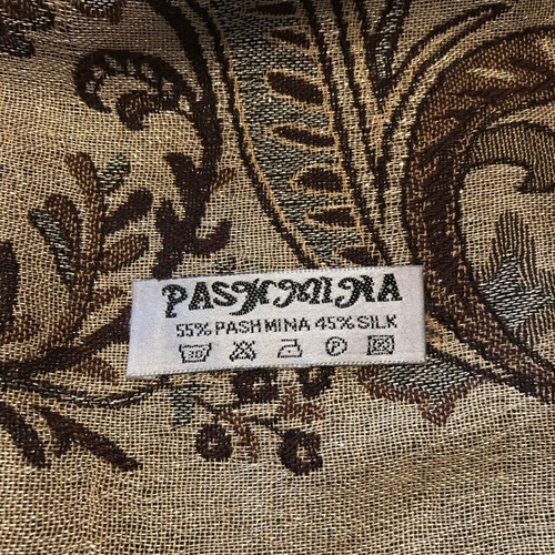 Pashmina scarf double-sided, new, gold and brown floral paisley design