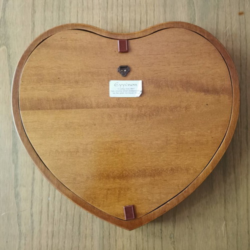 Stefanothiki heart-shaped, wood and silver, like new