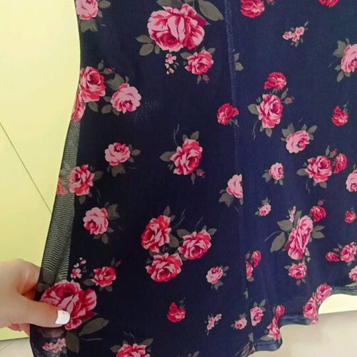 Stradivarius short dress semi-transparent with lining like new, black and red