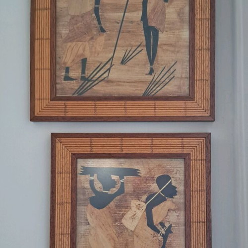 Handmade paintings from Kenya, set of 4, African art, like new