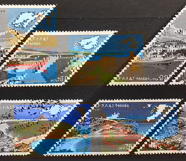 1976 ΚΟΙΝΗ ΤΟΥΡΙΣΤΙΚΗ ΕΚΔΟΣΗ ΓΙΑ ΤΑ ΕΛΛΗΝΙΚΑ ΝΗΣΙΑ ΤΟΥ ΑΙΓΑΙΟΥ - ΣΕΙΡΑ ΣΦΡΑΓΙΣΜΕΝΩΝ ΓΡΑΜΜΑΤΟΣΗΜΩΝ
