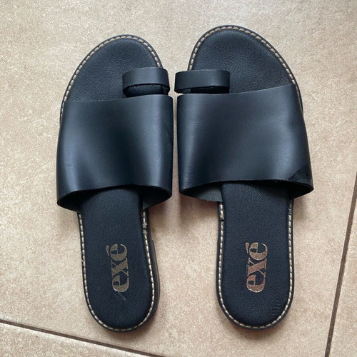 Exe black flat summer shoes size 38 like new