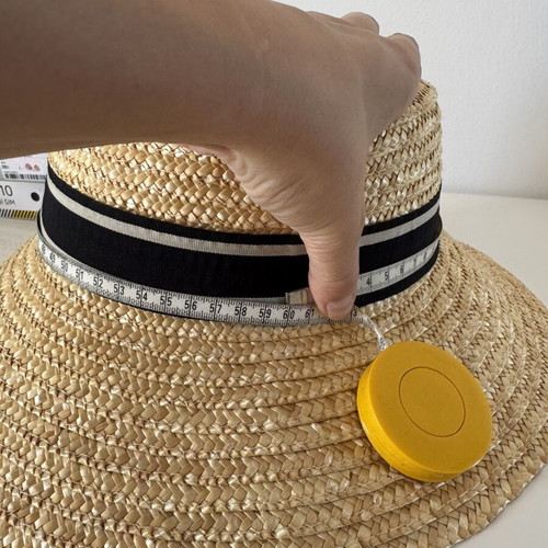Women’s Straw Rattan Hat with Ribbon CCC like new, size L, beige and black
