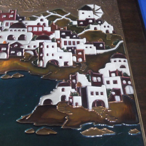 AETHRA Large Chalcography Wall Art with Enamel, Handmade, Like New