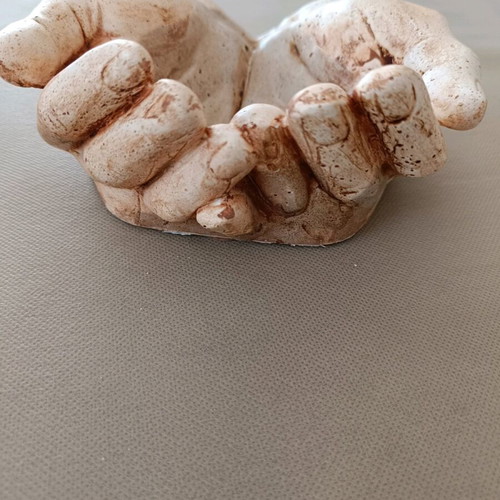 Decorative hands new, handmade art with candle heart rose