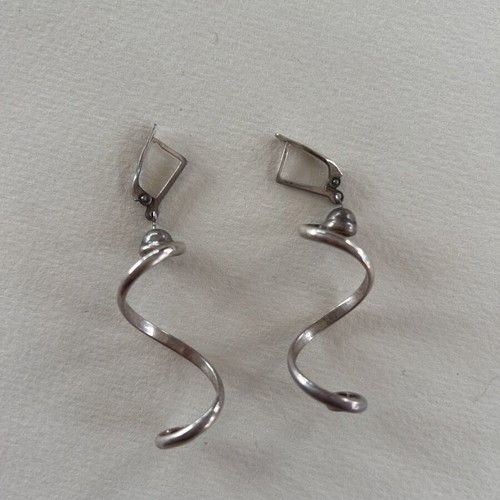 Vintage sculptural earrings, sterling silver 925