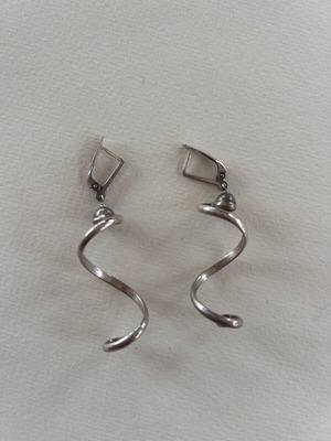 Vintage sculptural earrings, sterling silver 925