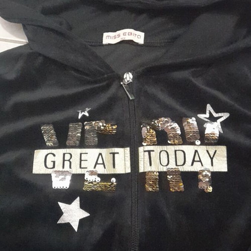 Velvet cardigan for teens like new, black with sequins and hood